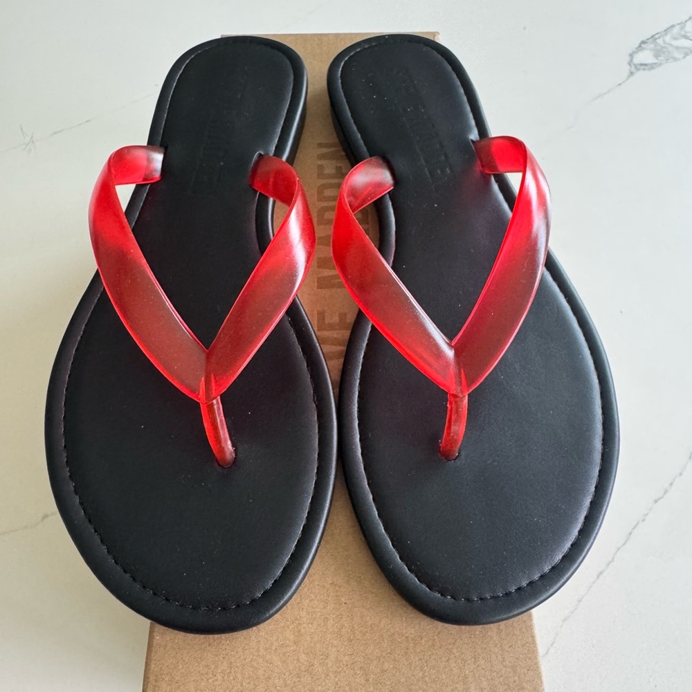 Steve Madden Red Jelly Flip Flops
